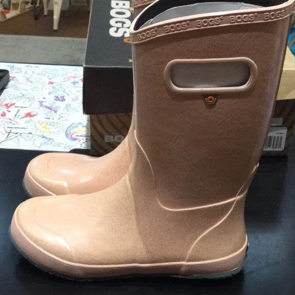 Bogs Tall Rainboots glitter rose gold multiple sizes available NWT NIB - Picture 2 of 4